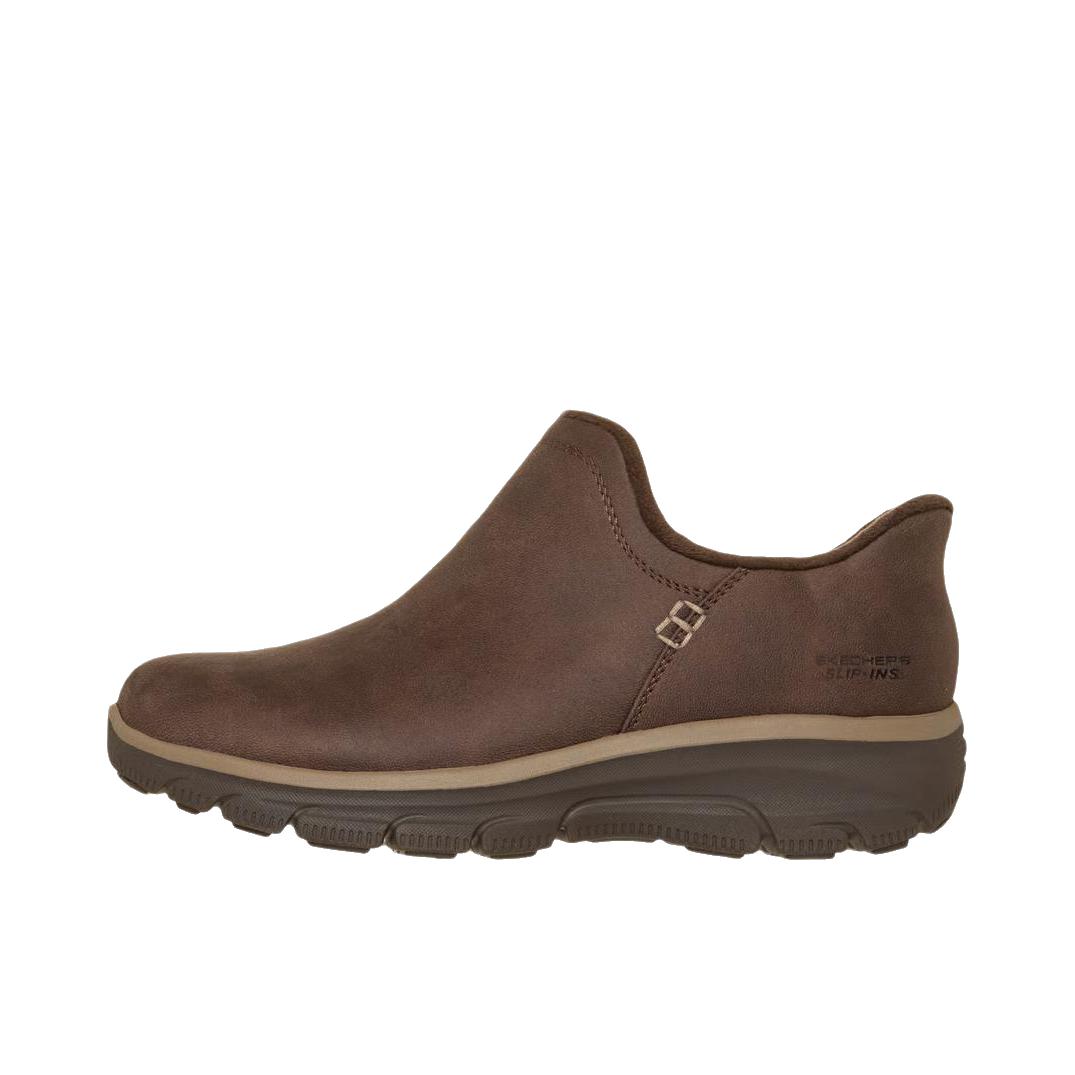 推荐商品：Skechers/斯凯奇 Slip ins Relaxed Fit 防滑 低帮 平跟 套脚 运动休闲鞋 低帮/女款/巧克力棕 