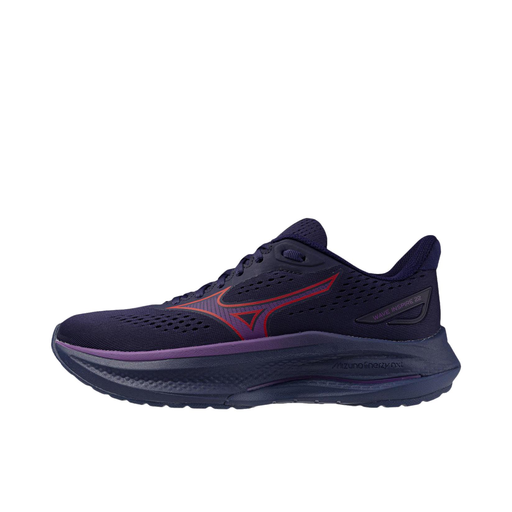 推荐商品：Mizuno/美津浓 Wave Inspire 22 跑鞋 百搭支撑透气回弹 低帮/深蓝色/紫色 