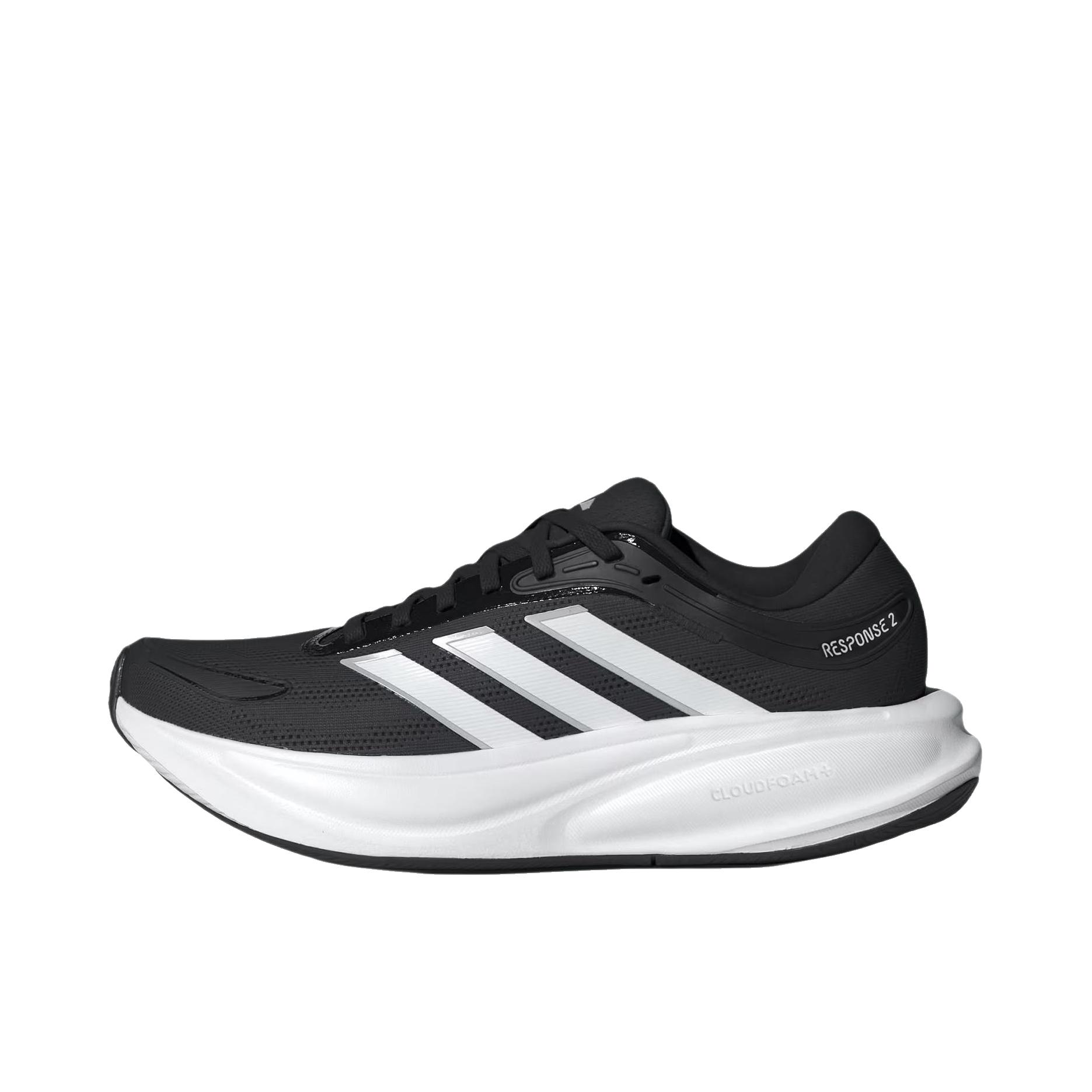 推荐商品：adidas Response 2.0 跑鞋 舒适时尚耐磨回弹支撑贴合圆头 低帮/银色金属/核心黑 
