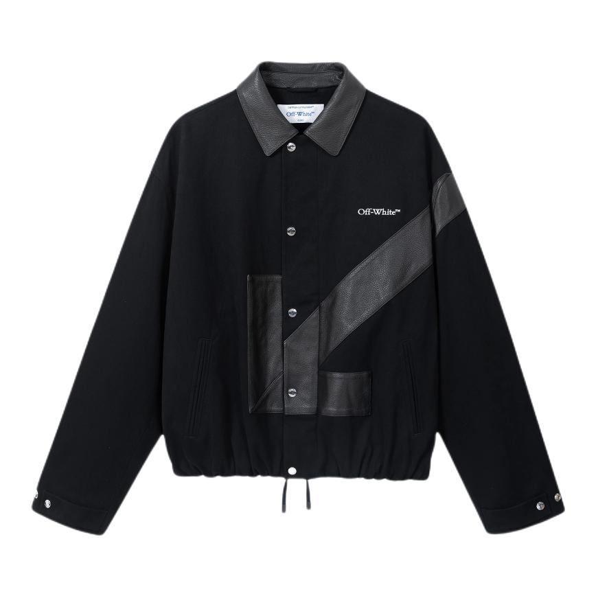 推荐商品：OFF-WHITE 2026AW 皮质拼接高级长袖夹克 OFFJKGXMA814R 黑