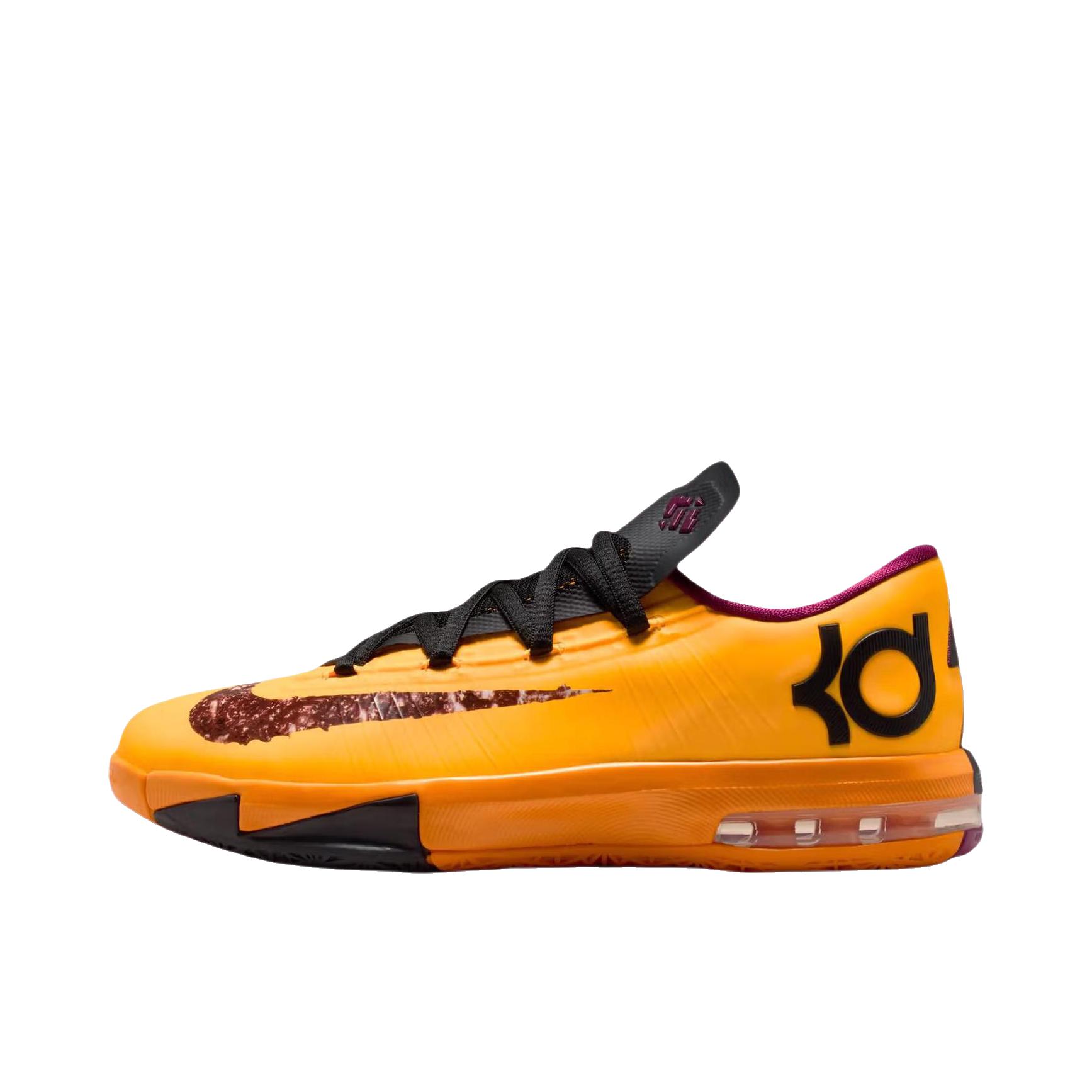 推荐商品：Nike KD 杜兰特6 时尚潮流 减震耐磨 舒适百搭 防滑轻便 圆头 包裹性 支撑实战 低帮 篮球鞋 GS款/黄色/黑色