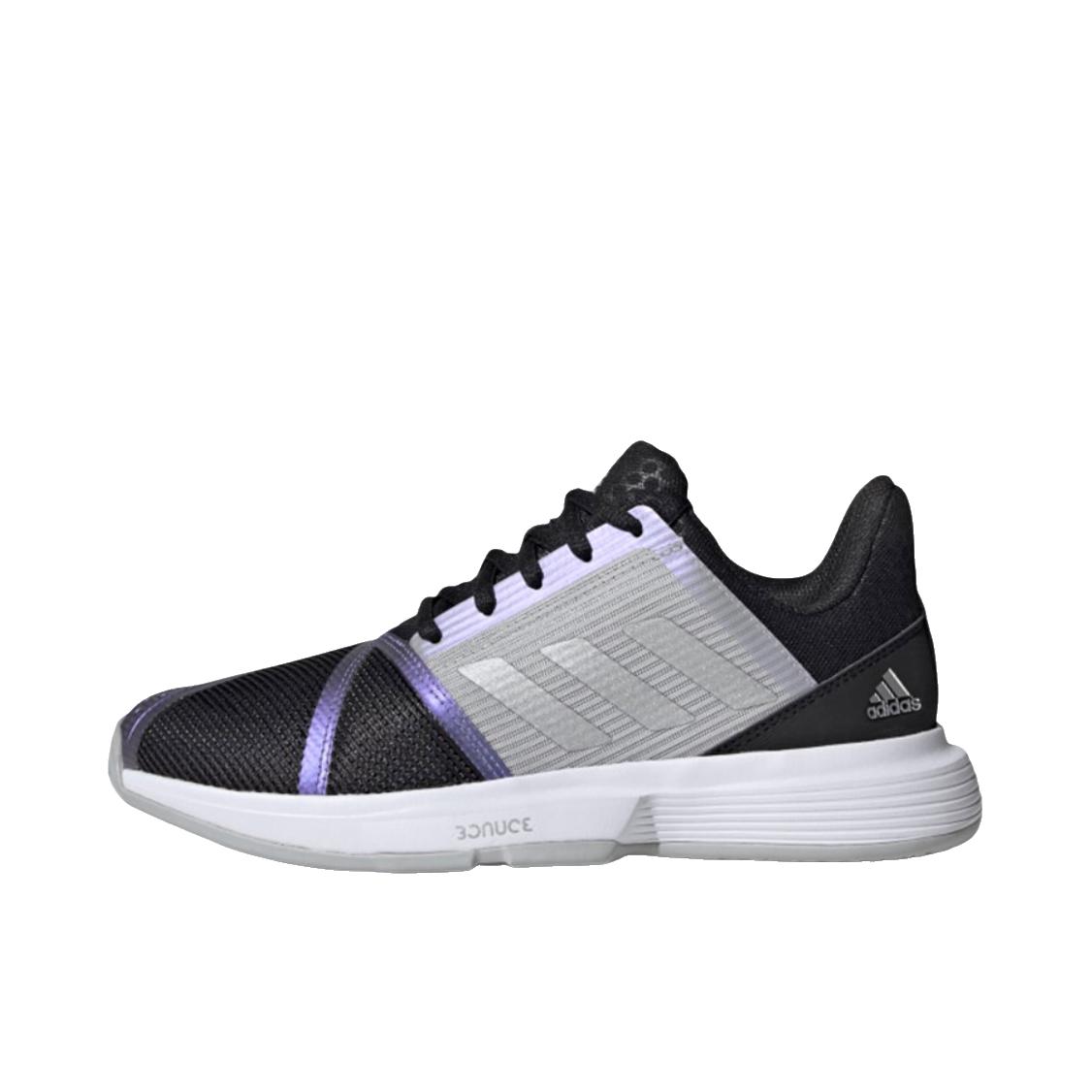 推荐商品：adidas Court Jam Bounce 耐磨 舒适 运动 网球鞋 H68895 低帮/女款/黑色/紫色/灰色