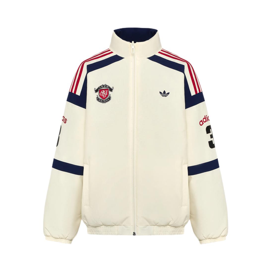 推荐商品：adidas Originals/三叶草童装 亲肤保暖拉链长袖棉服 中大童 LD8350 乳白