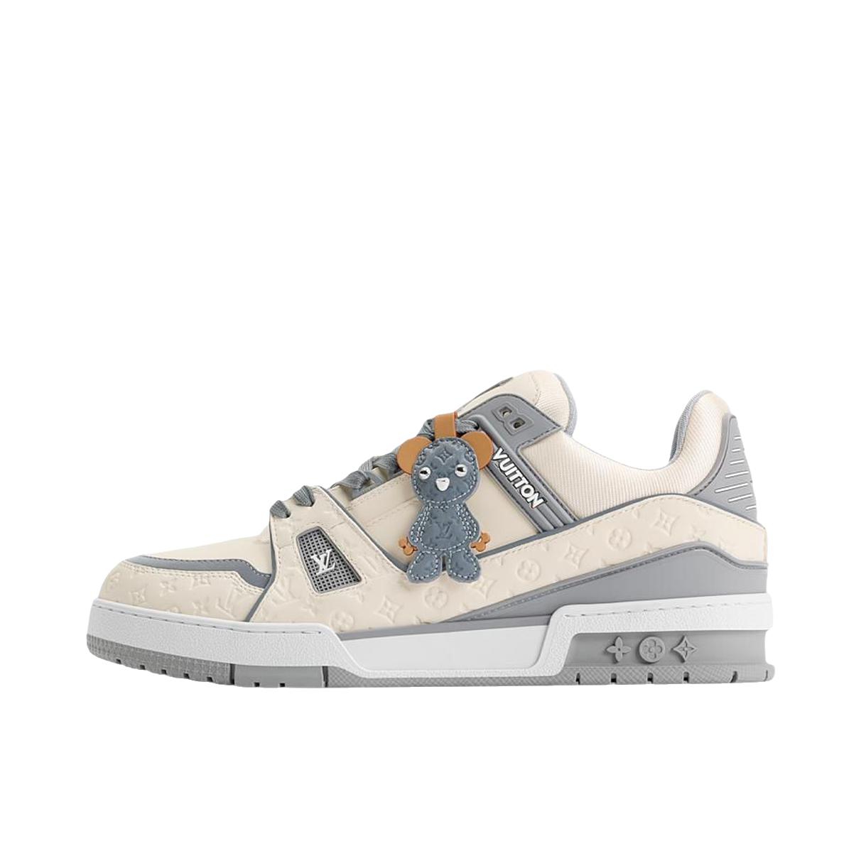 推荐商品：Louis Vuitton Trainer系列 时尚 牛皮 圆头 防滑 轻便 板鞋 低帮/灰色/米色