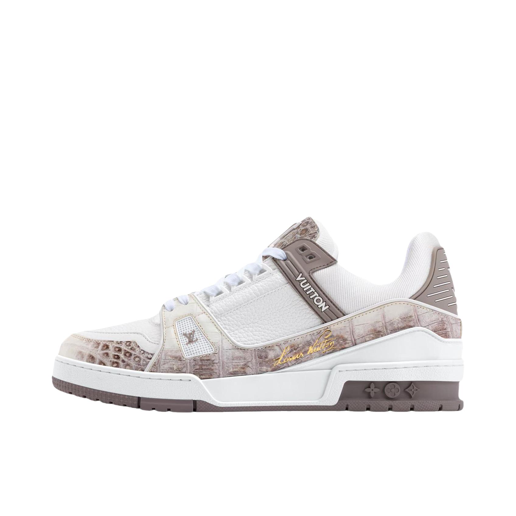 推荐商品：Louis Vuitton Trainer系列 时尚 牛皮 圆头 防滑 轻便 板鞋 低帮/浅褐色