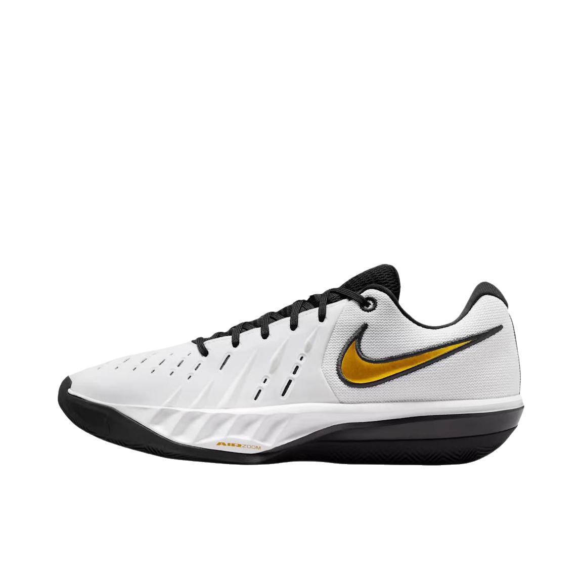 推荐商品：Nike Air Zoom GT Cut Academy 2 篮球鞋 实战圆头厚底系带贴合支撑抓地耐穿抗扭包裹性 白色/黑色/金属金色