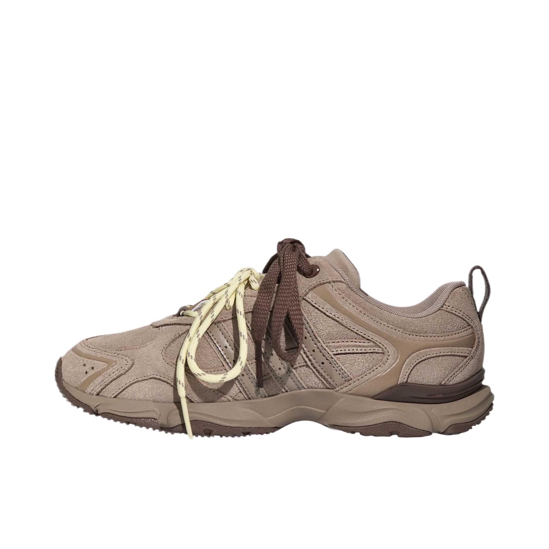 推荐商品：adidas WHISPER GLIDE HYPE 运动休闲鞋 复古防滑耐磨回弹  低帮/女款/粉棕色/土层色/近黄色
