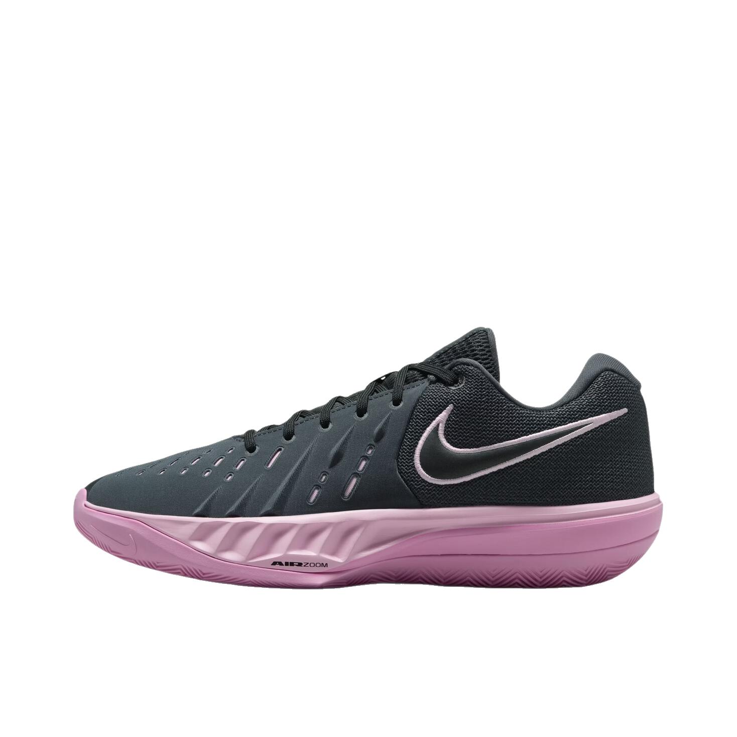 推荐商品：Nike Air Zoom GT Cut Academy 2 篮球鞋 实战圆头厚底系带贴合支撑抓地耐穿抗扭包裹性 煤黑色/黑色/泡沫粉/浅品红