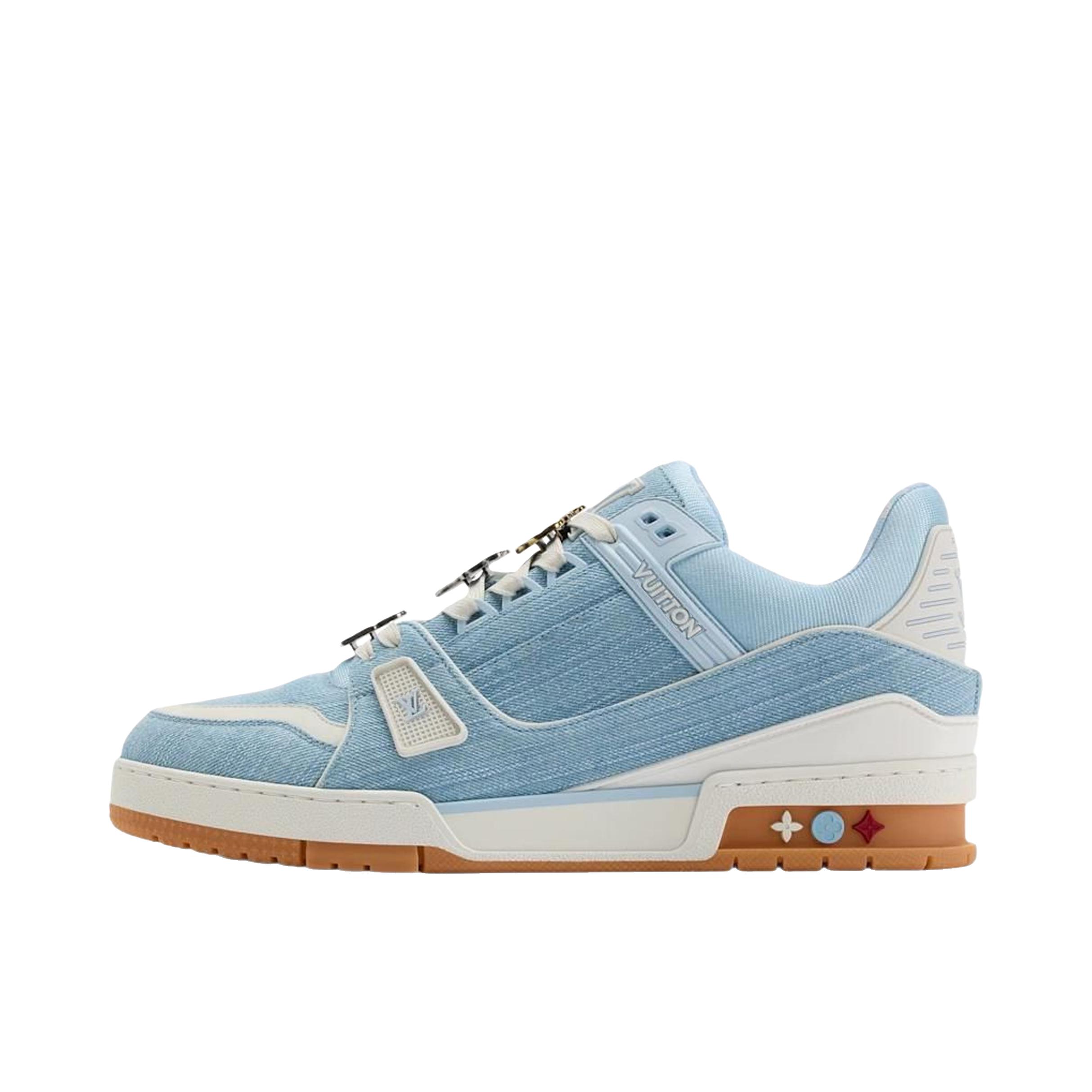推荐商品：Louis Vuitton Trainer系列 时尚 牛皮 圆头 防滑 轻便 板鞋 低帮/浅蓝色 