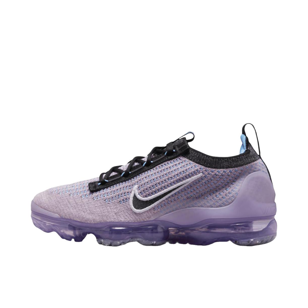 推荐商品：Nike Vapormax Flyknit 2021 跑鞋 全掌气垫减震回弹防滑耐磨舒适透气织物休闲运动 低帮/紫色