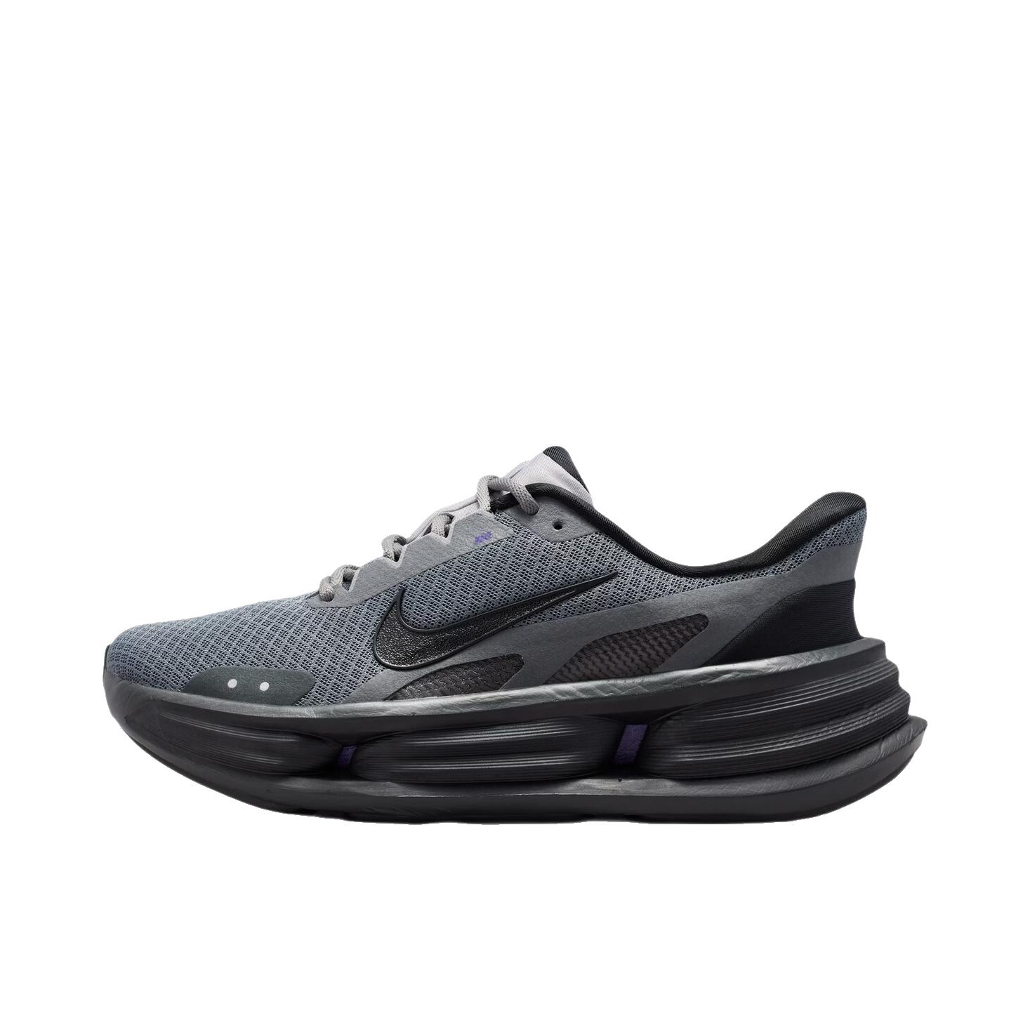 推荐商品：Nike Comfort Ride EasyOn 跑鞋 简约网眼圆头厚底系带支撑  网布/低帮/烟灰色/庭紫色/暗烟灰/黑色