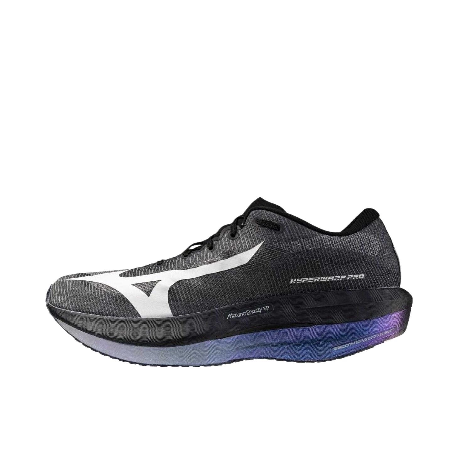 推荐商品：Mizuno/美津浓 Hyperwarp Pure 跑鞋 系带厚底圆头贴合支撑碳板回弹全掌竞速 低帮/火神灰/白色/月光海洋
