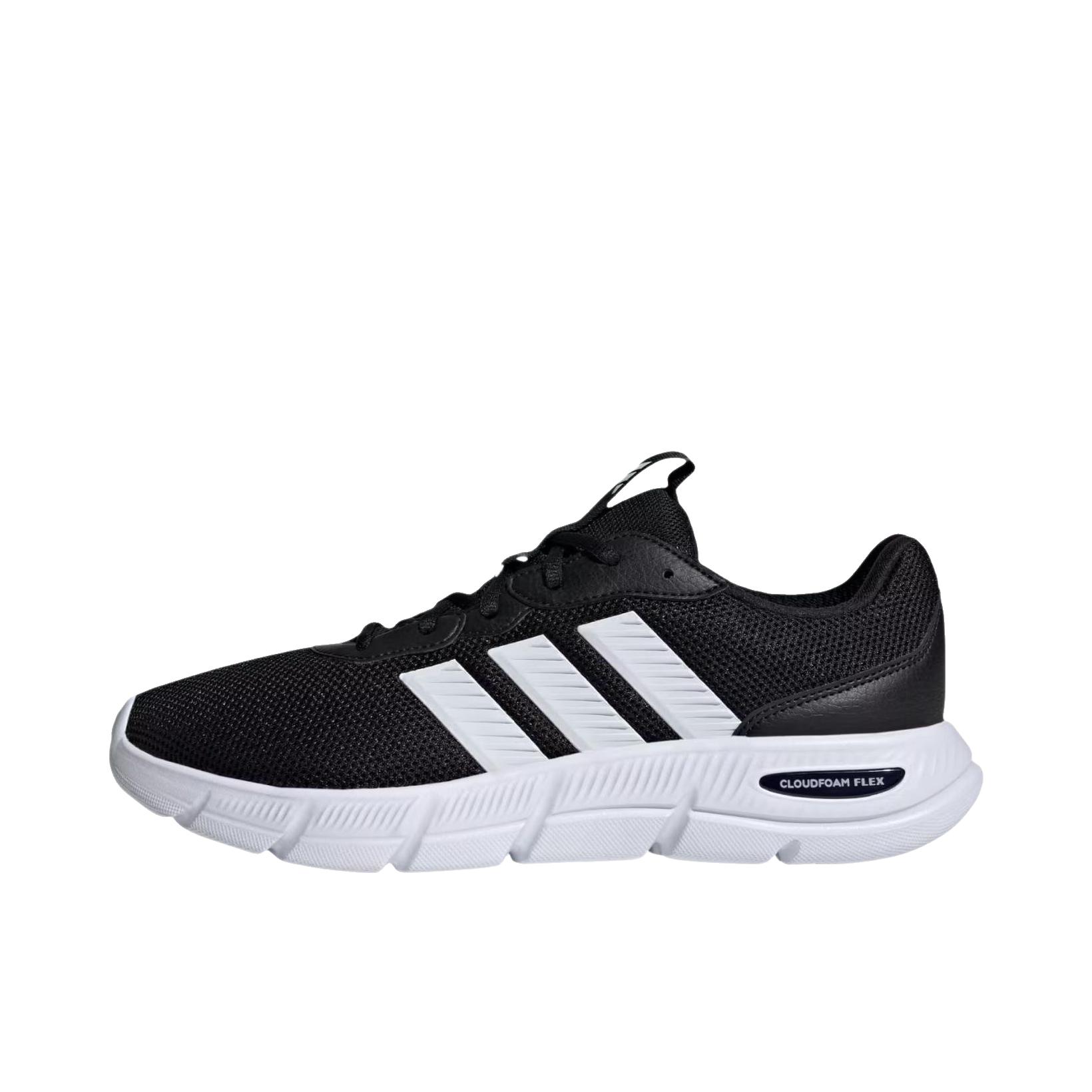 推荐商品：adidas Cloudfoam FLEX 运动休闲鞋 百搭透气支撑圆头 低帮/核心黑/云白色