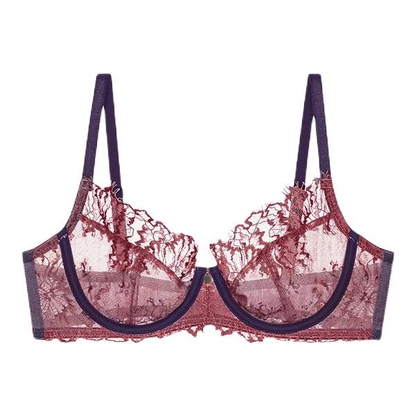 推荐商品：atelier intimo/青色 法式蕾丝亲肤超薄文胸套装 女装 QS3SS10152 胭脂红