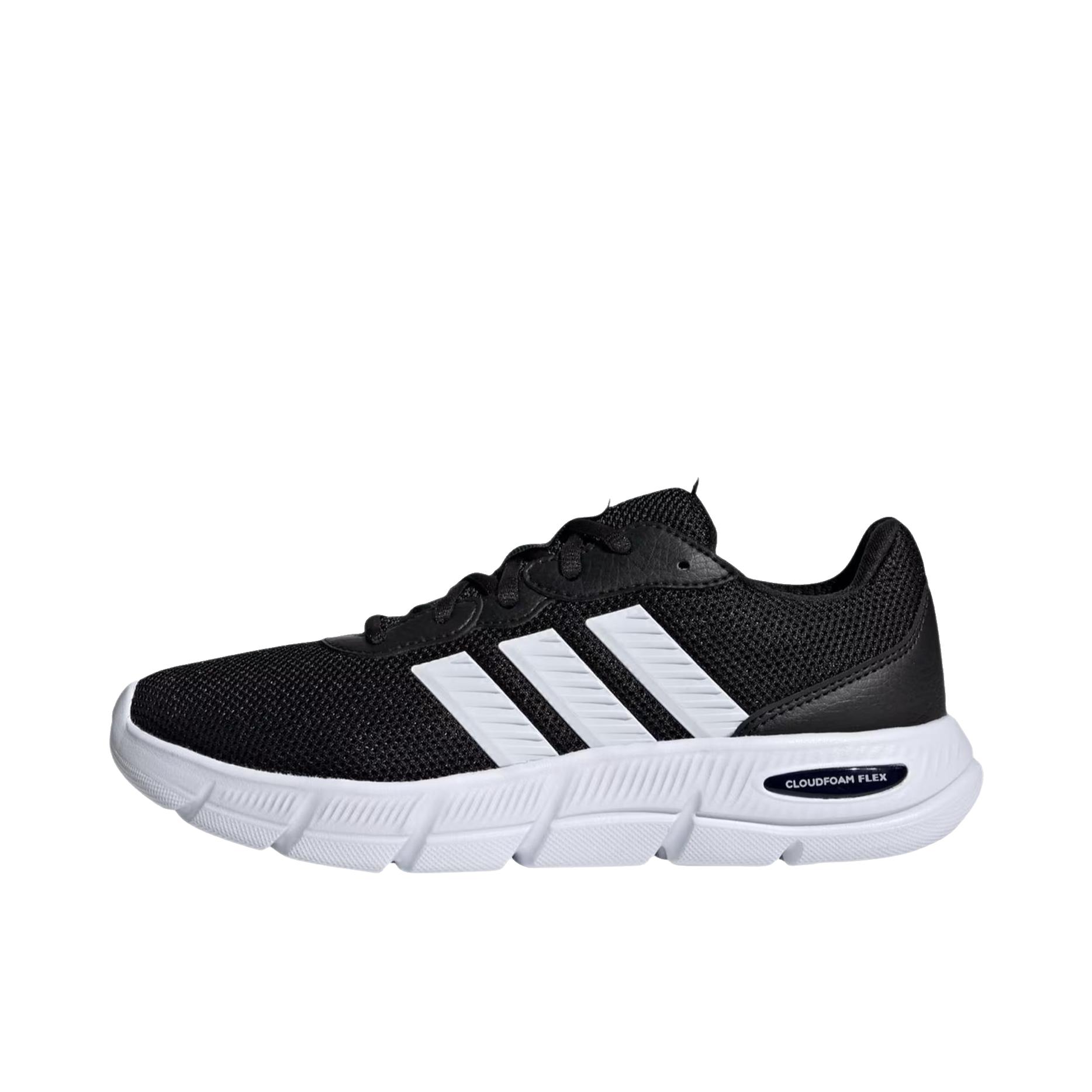 推荐商品：adidas Cloudfoam FLEX 运动休闲鞋 百搭透气支撑圆头 黑色/奶白色