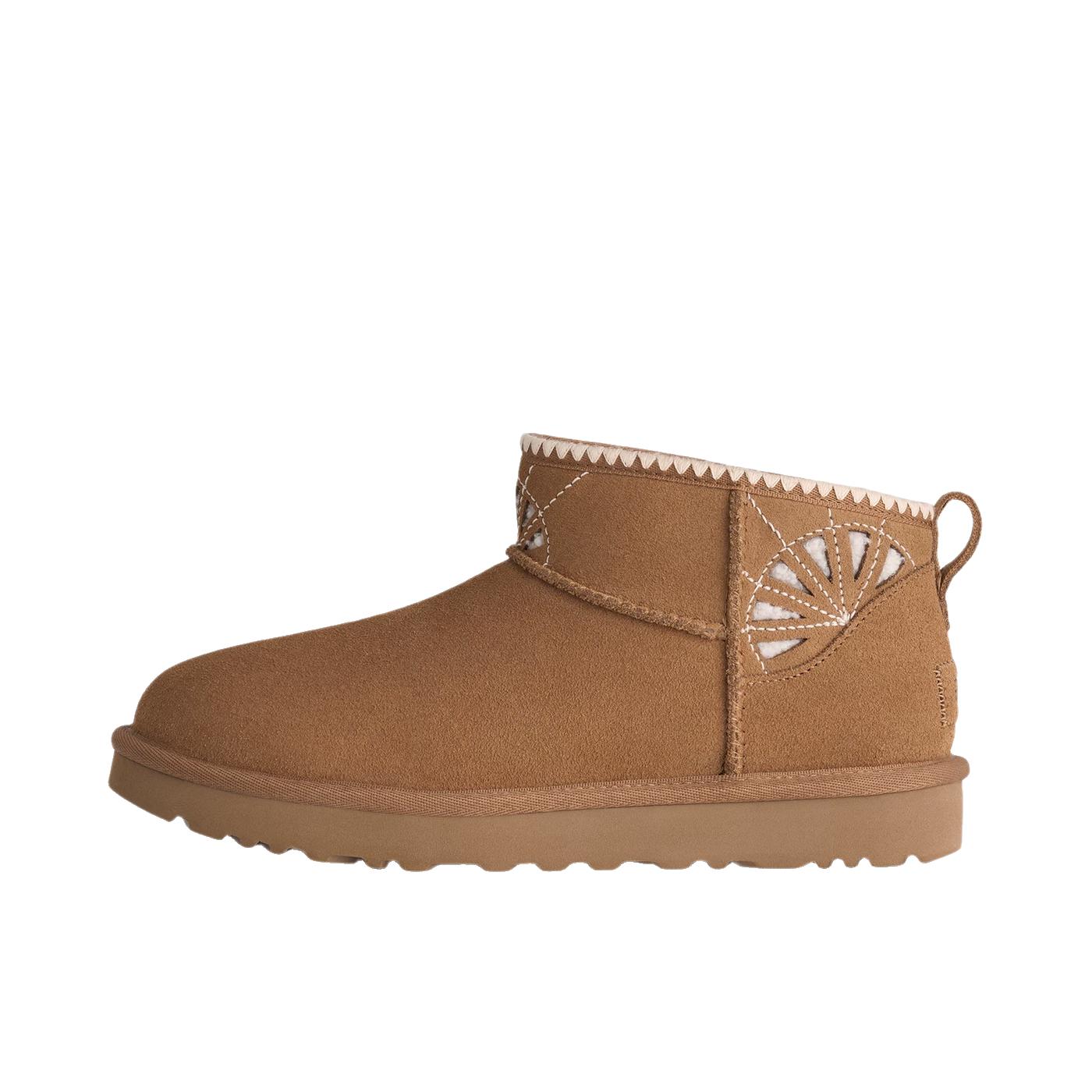 推荐商品：UGG Holiday 雪地靴 圆头平底舒适 加绒/栗色