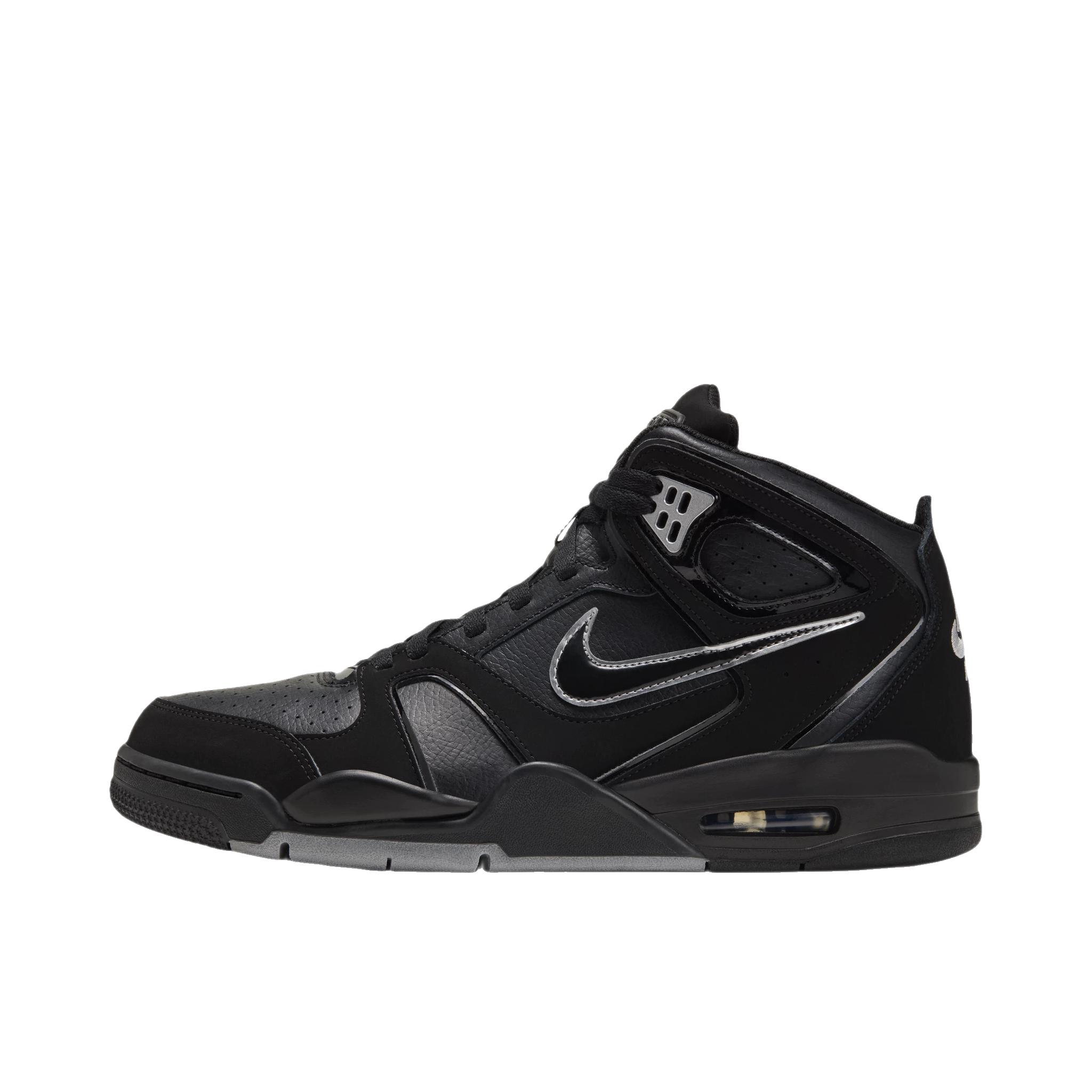 推荐商品：Nike Air Flight Falcon 复古 休闲 篮球鞋 中帮/黑色/金属银