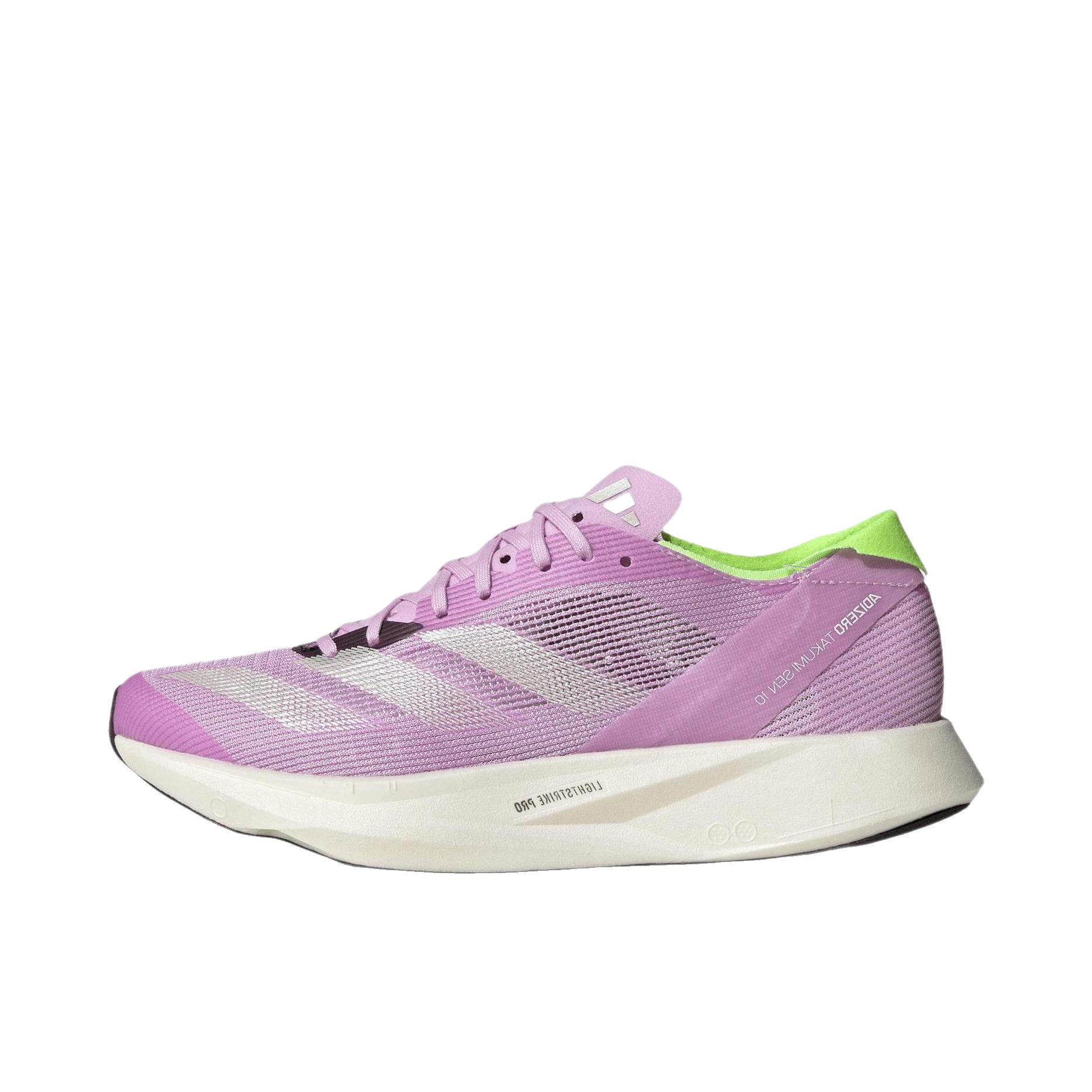 推荐商品：adidas Adizero Takumi Sen 10 跑鞋 稳定支撑能量碳柱缓震透气感 女款/紫色