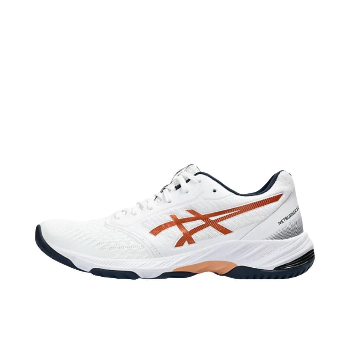 推荐商品：Asics/亚瑟士 Netburner Ballistic FF 3 缓震轻便 防滑耐磨 轻量回弹 透气 防水 织物 支撑 圆头 排球鞋 低帮/白色/橙色