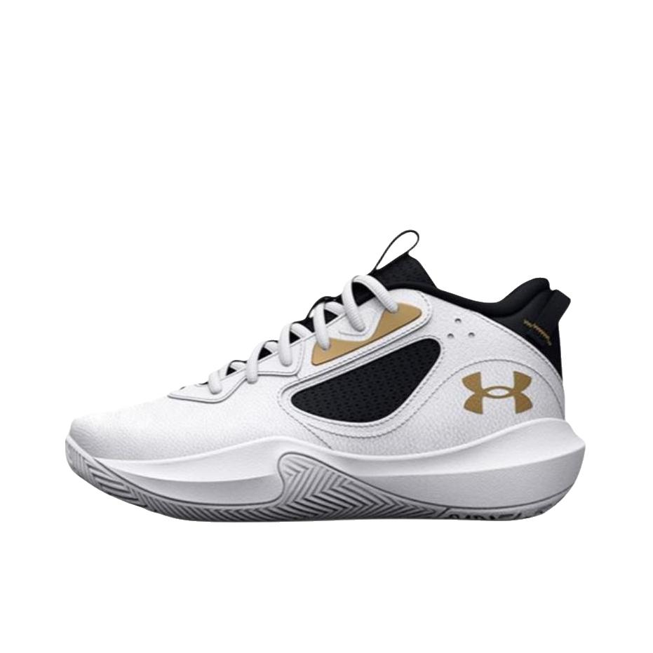 推荐商品：Under Armour/安德玛 Lockdown 6 缓震耐磨 实战 圆头 场地 篮球鞋 低帮/大童/白色 