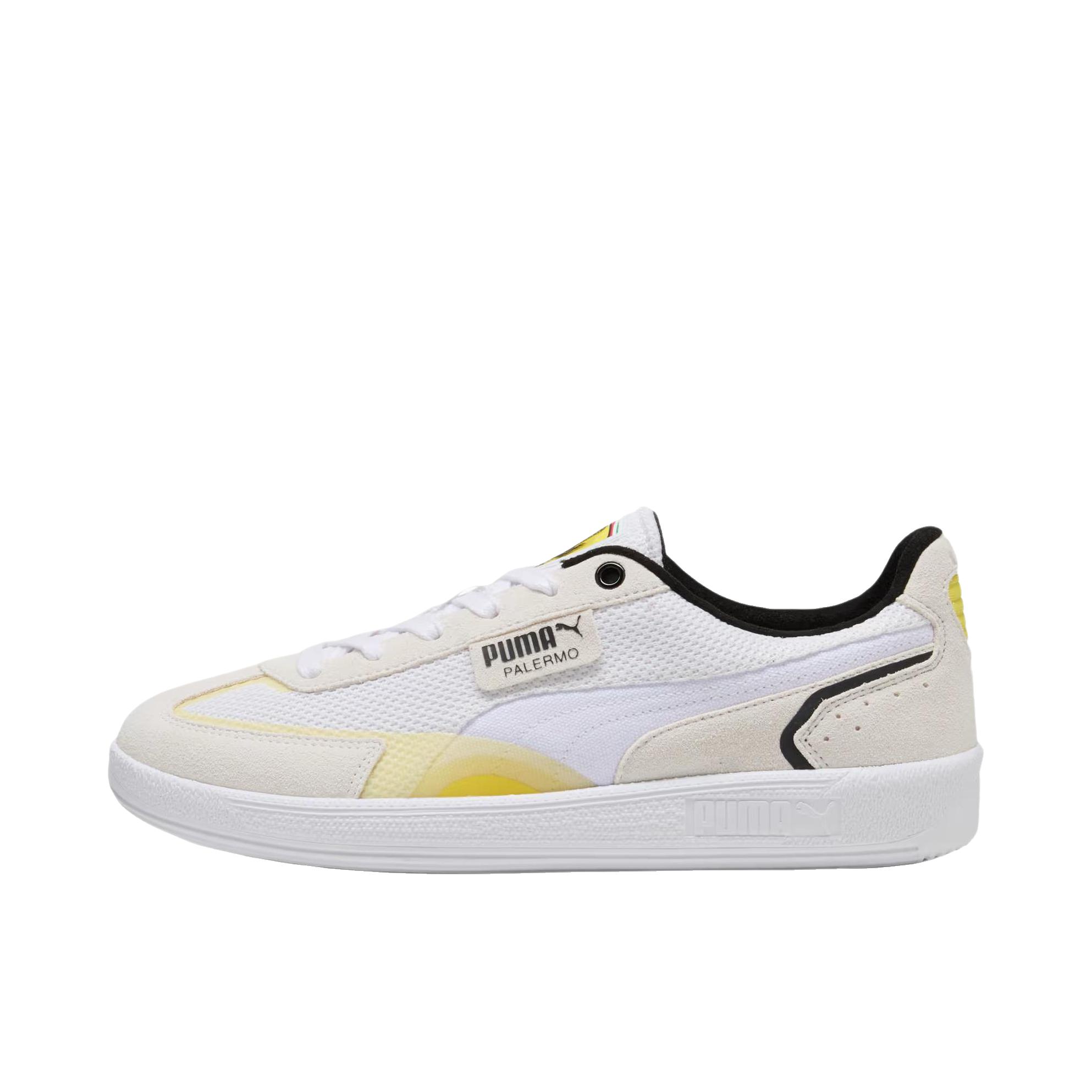 推荐商品：Puma/彪马 赛车系列 板鞋 平跟圆头橡胶系带 PUMA白色/速度黄