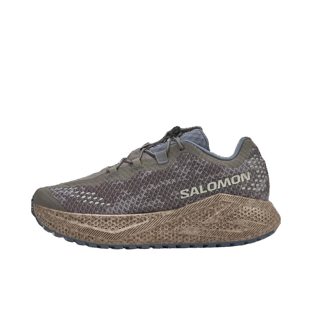 推荐商品：Salomon/萨洛蒙 AERO GLIDE 4 GRVL 跑鞋 运动抽绳舒适圆头减震防滑 低帮/金属灰/铁灰色/浮雕蓝灰 
