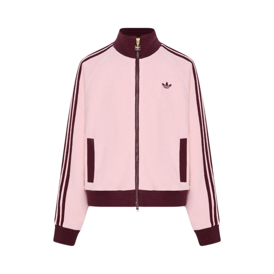 推荐商品：adidas Originals/三叶草童装 2026AW 拉链条纹插肩针织长袖夹克 女中大童 LJ7663 浅粉