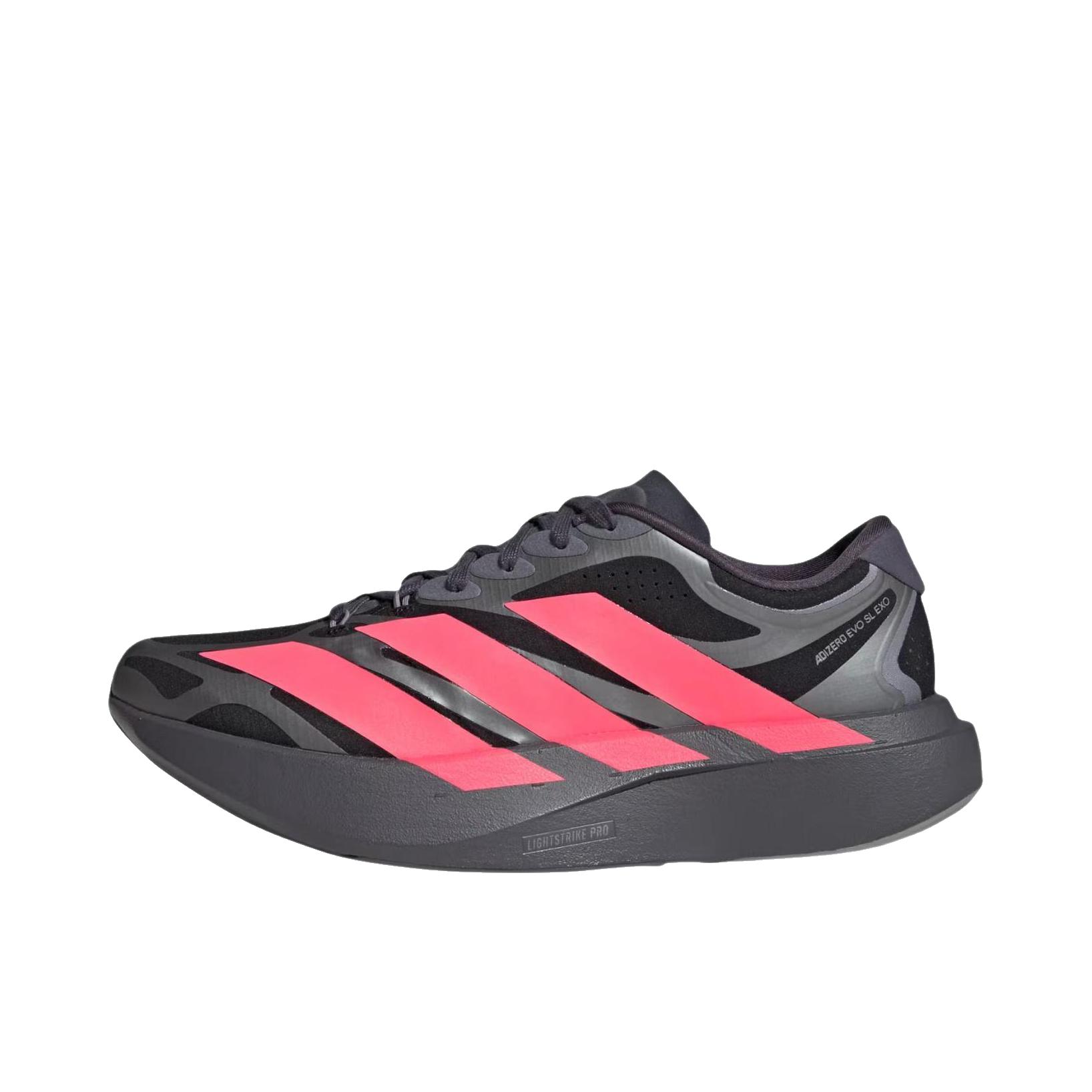 推荐商品：adidas Adizero Evo SL EXO 跑鞋 马拉松竞速橡胶回弹舒适贴合 低帮/核心黑/太阳涡轮/铁灰色