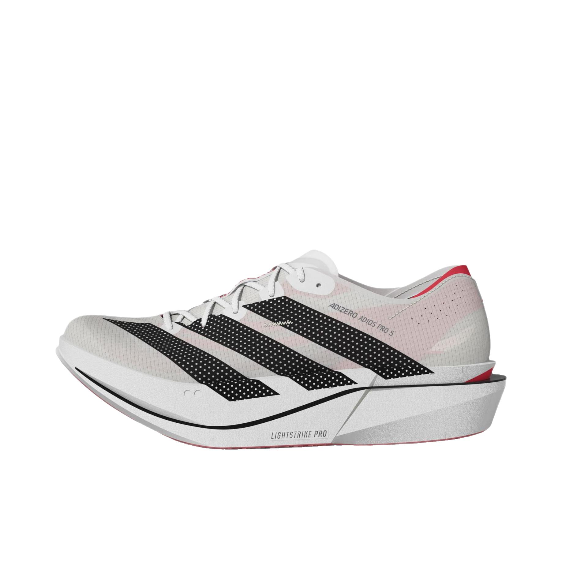 推荐商品：adidas Adizero Adios Pro 5 跑鞋 轻量化竞速碳板 低帮/白色