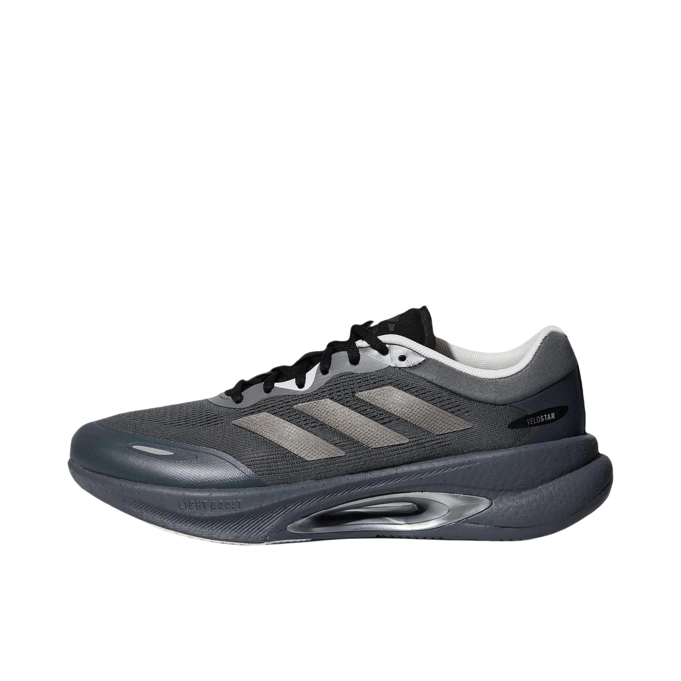 推荐商品：adidas VELOSTAR 跑鞋 超轻稳定缓震回弹排汗贴合体测训练 深灰色/极光金属咖/汉玉白