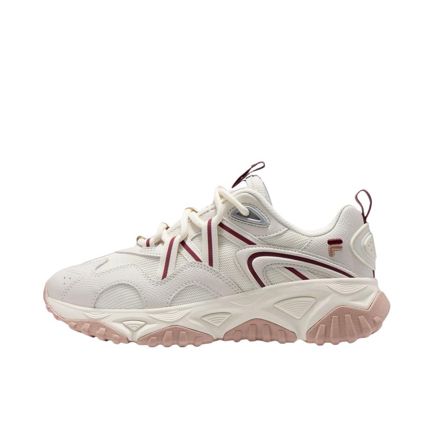 推荐商品：FILA/斐乐 老爹鞋 织物增高厚底缓震耐磨透气通勤百搭潮流舒适圆头系带 T12W643342F 低帮/女款/豆腐白/亮灰色