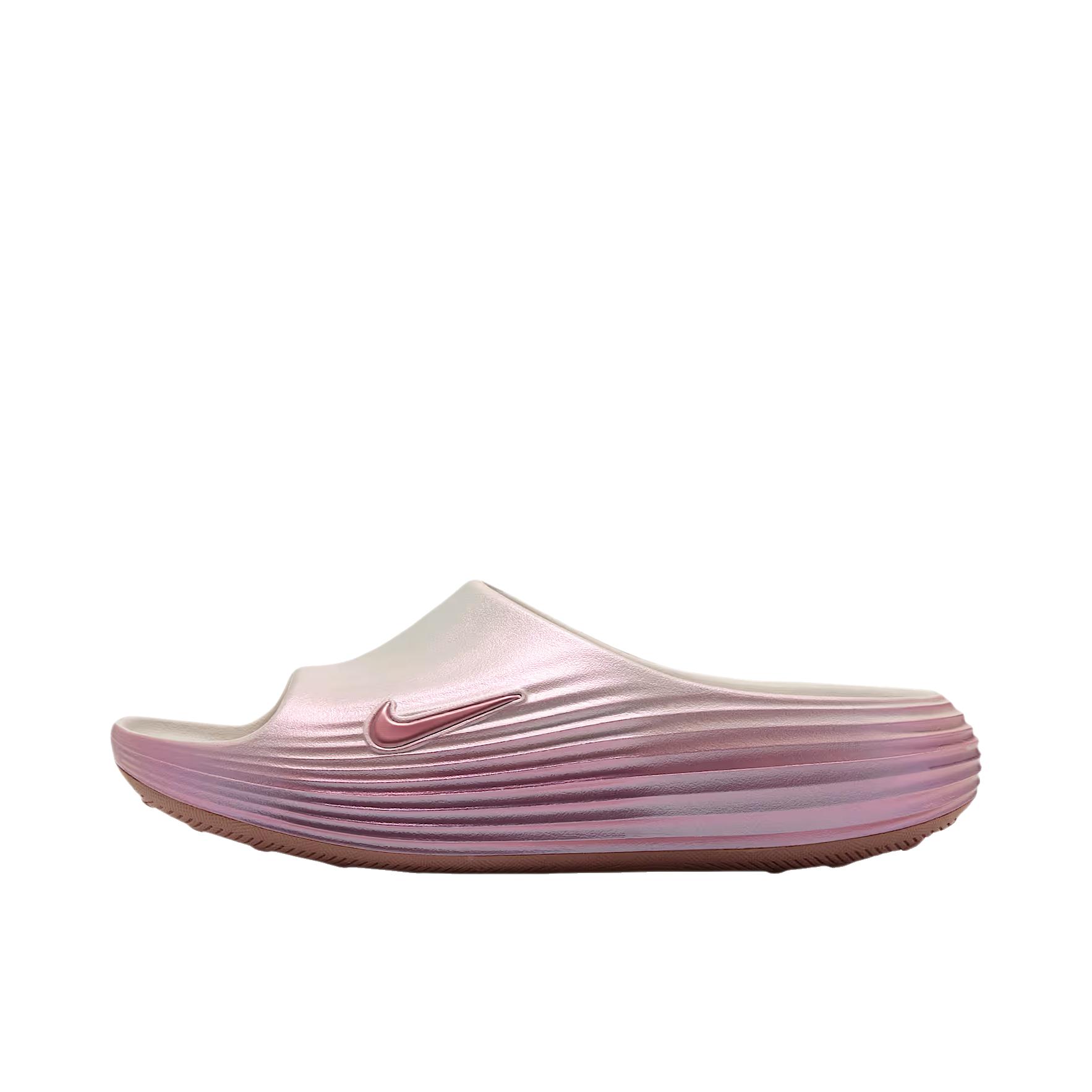 推荐商品：Nike ReactX Rejuven8 舒适 防滑 一字 平底 一脚蹬 拖鞋 女款/幻影粉/锈粉色