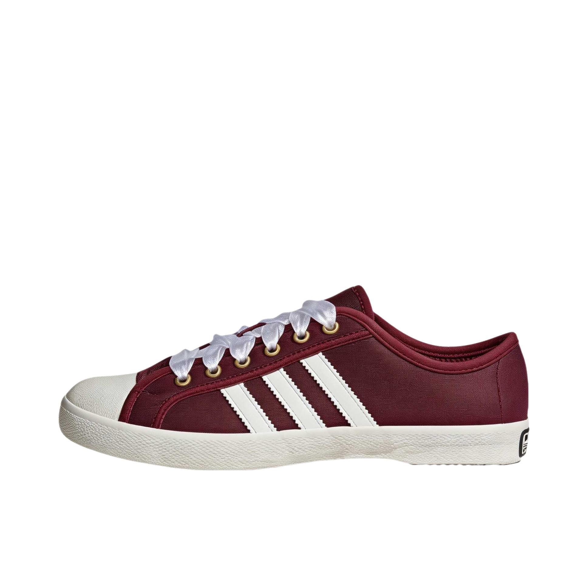 推荐商品：adidas Originals Nishi 板鞋 百搭橡胶圆头 低帮/暗影红/米色/白色/金色金属