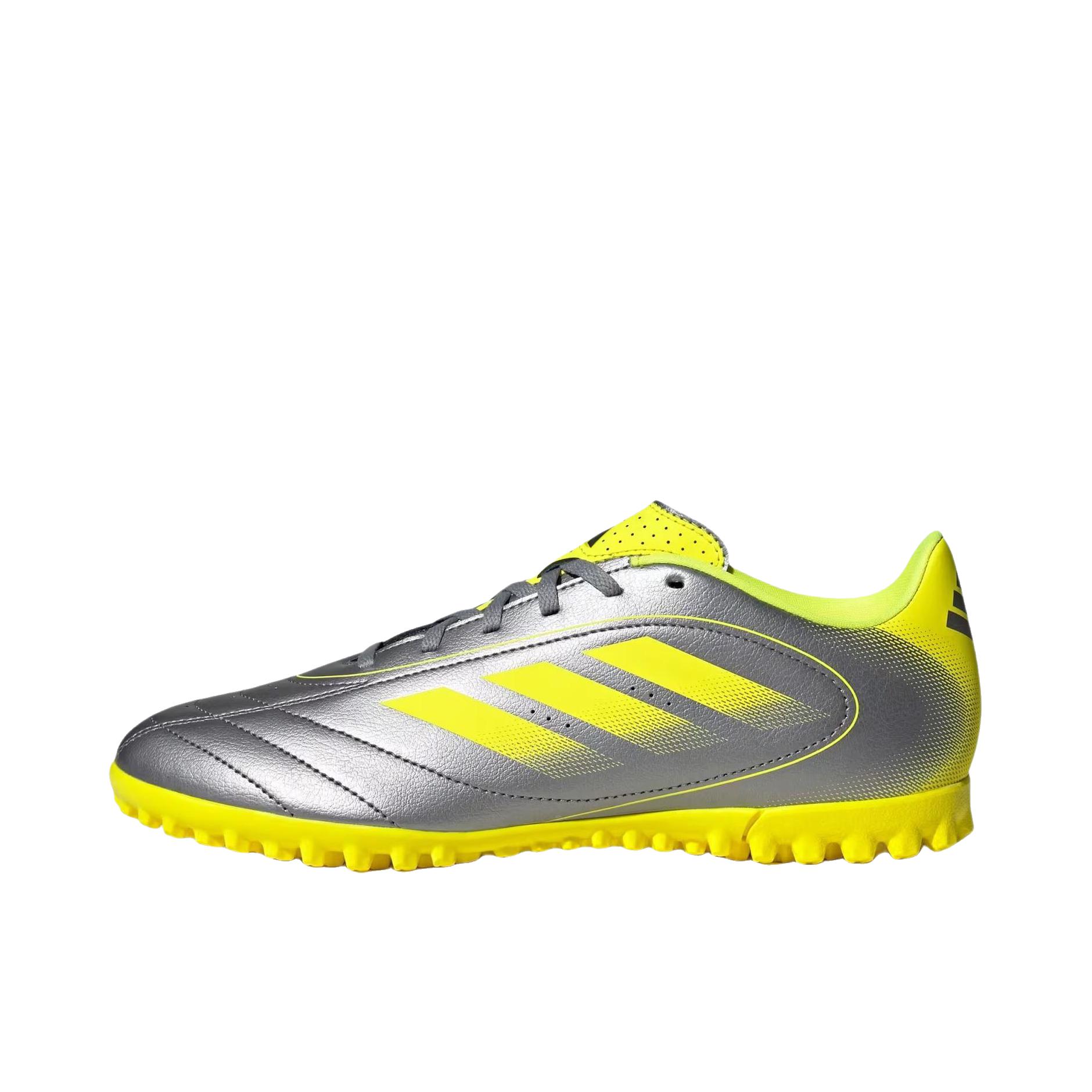 推荐商品：adidas GOLETTO 9 TF 碎钉 防滑 耐磨 系带 平跟 足球鞋 银色