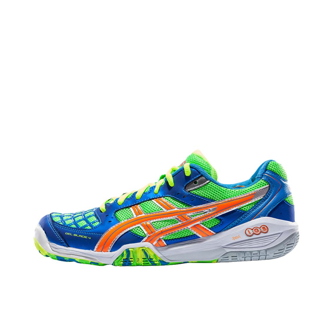 推荐商品：Asics/亚瑟士 Gel-Blade 4 轻便 防滑 耐磨 透气 羽毛球鞋 低帮/蓝色/橙色