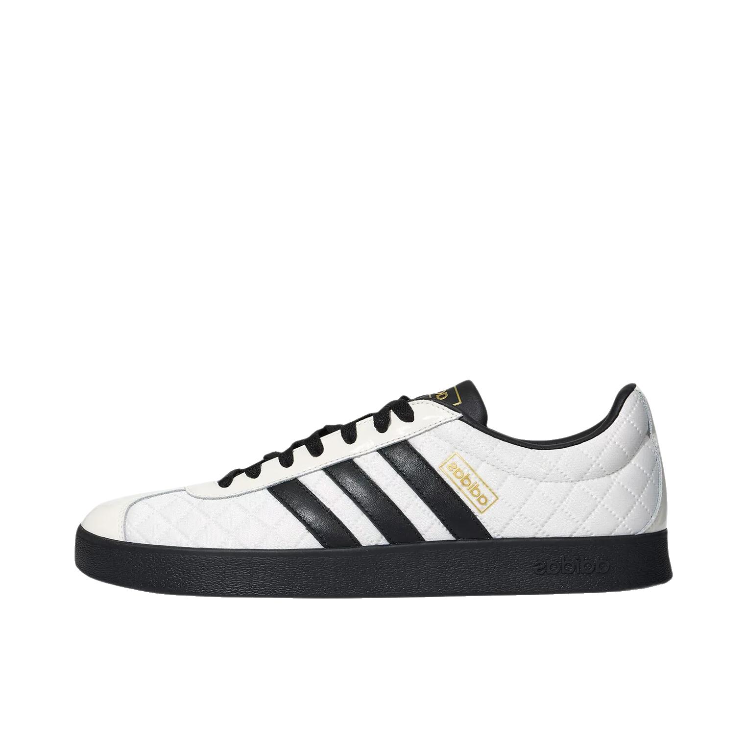 adidas VL Court T头鞋 德训鞋 板鞋 休闲舒适轻便减震耐磨防滑轻运动复古圆头 亮白色/黑色/金色