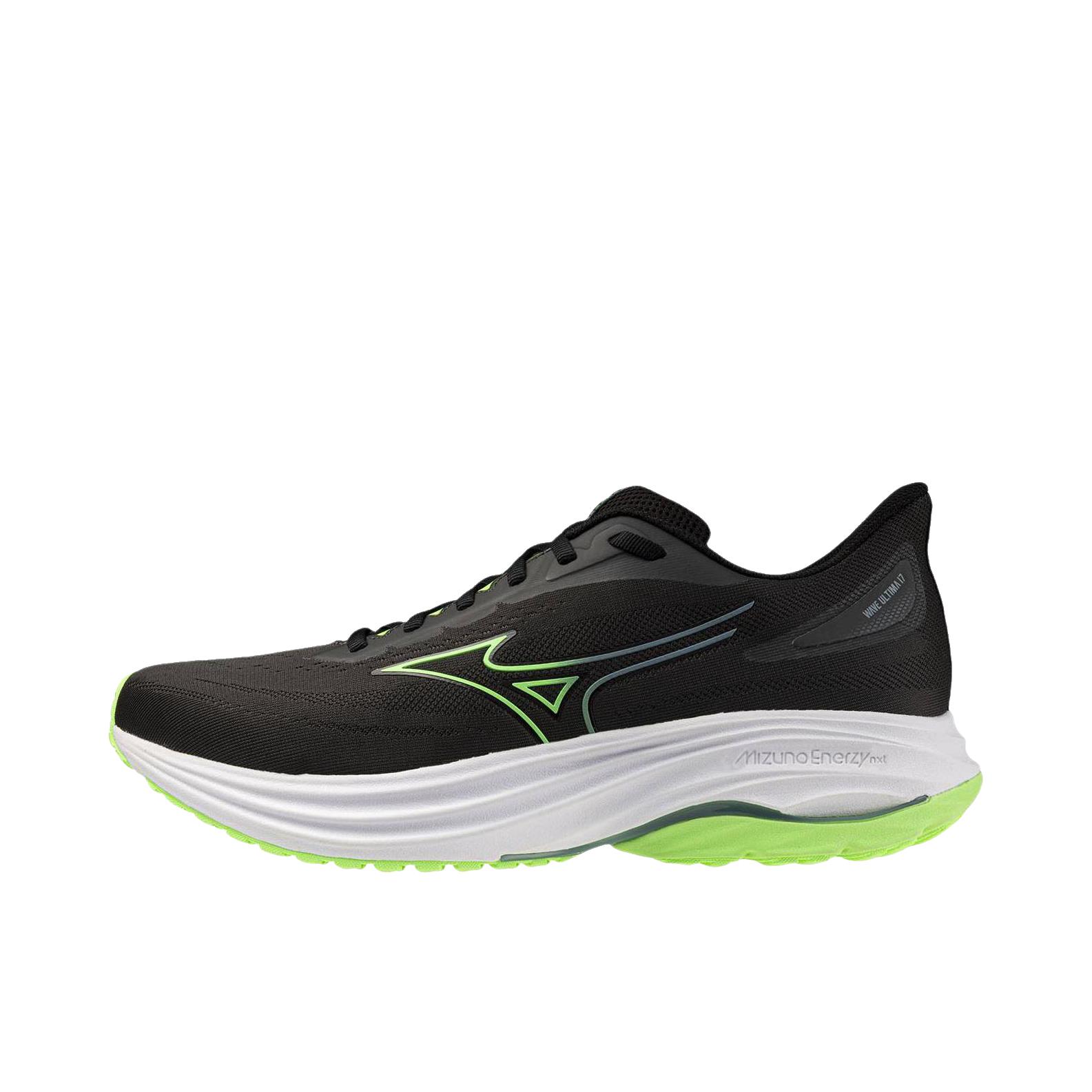 推荐商品：Mizuno/美津浓 WAVE ULTIMA 17 跑鞋 支撑回弹低帮圆头 黑色/绿色