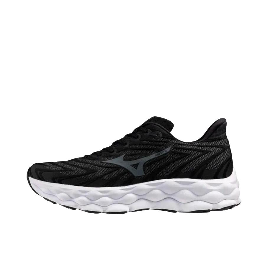 推荐商品：Mizuno/美津浓 Wave Sky 8 缓震回弹 舒适轻便 防滑耐磨 透气 百搭时尚 织物 慢跑 跑鞋 低帮/黑色/金属灰色 