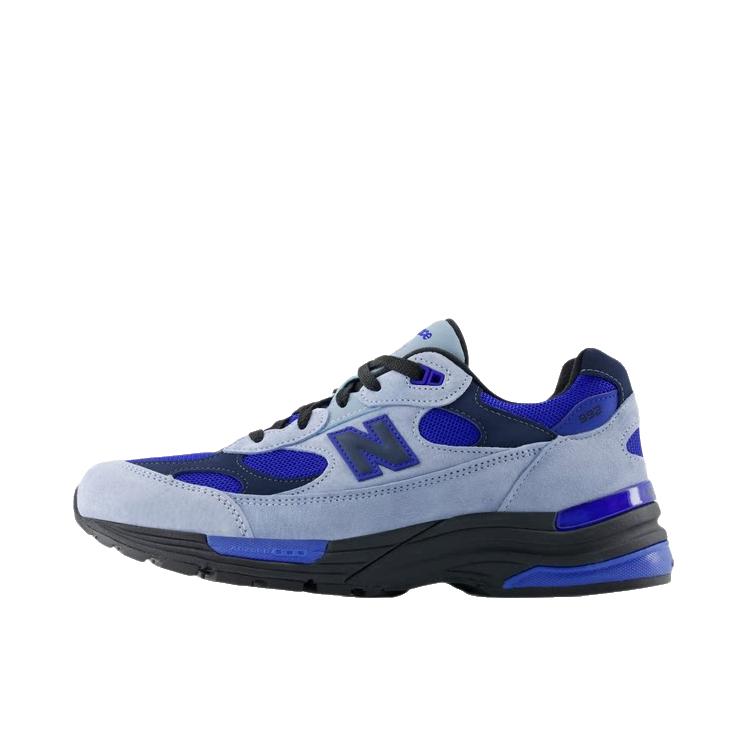 推荐商品：New Balance 992 跑鞋 减震防滑耐磨舒适透气网布织物人造革复古合成革圆头 D宽/海水蓝/蓝色