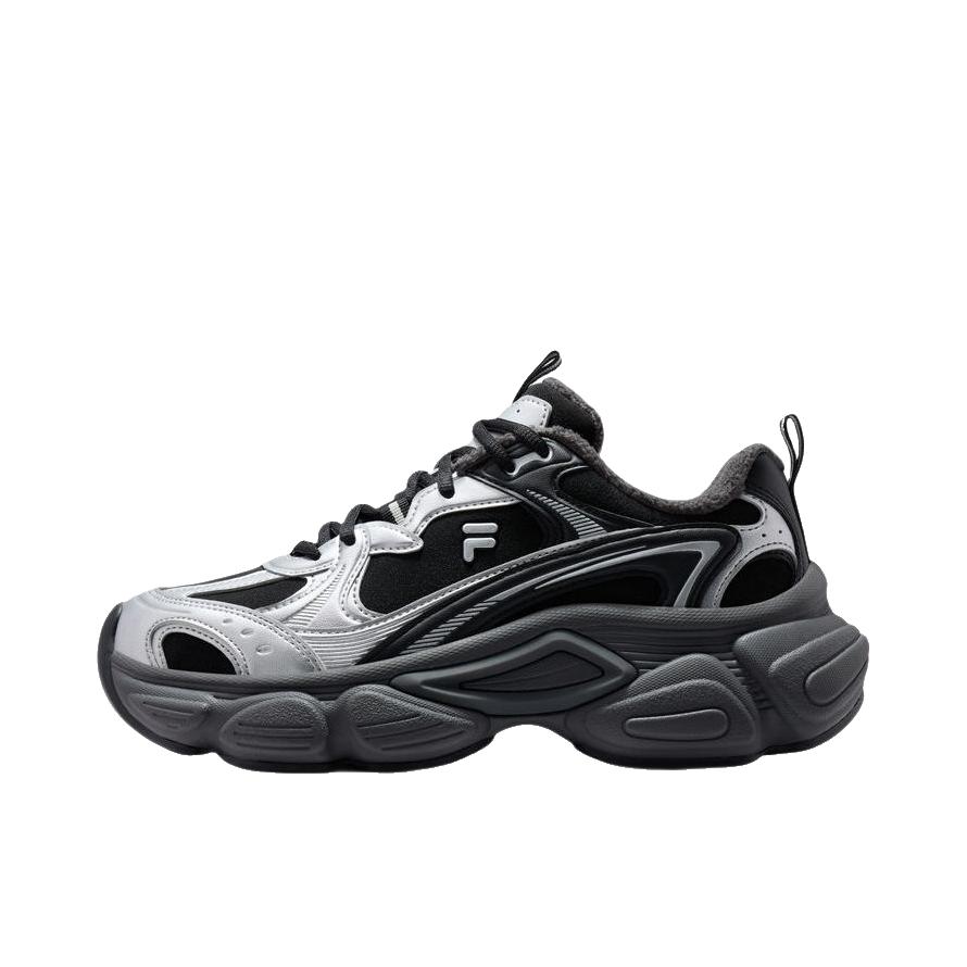 推荐商品：FILA/斐乐 银月鞋 运动休闲鞋 厚底复古 加绒/低帮/女款/黑色/太空银