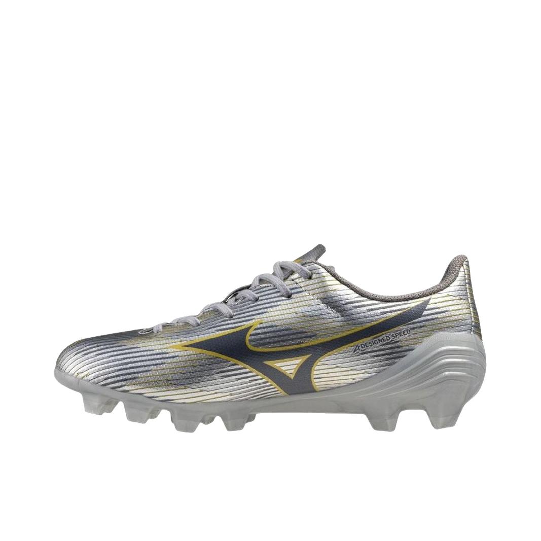 推荐商品：Mizuno/美津浓 Alpha 2 ELITE AG 顶级 胶质短钉 防滑 耐磨 平跟 圆头 足球鞋 低帮/大童/银色 