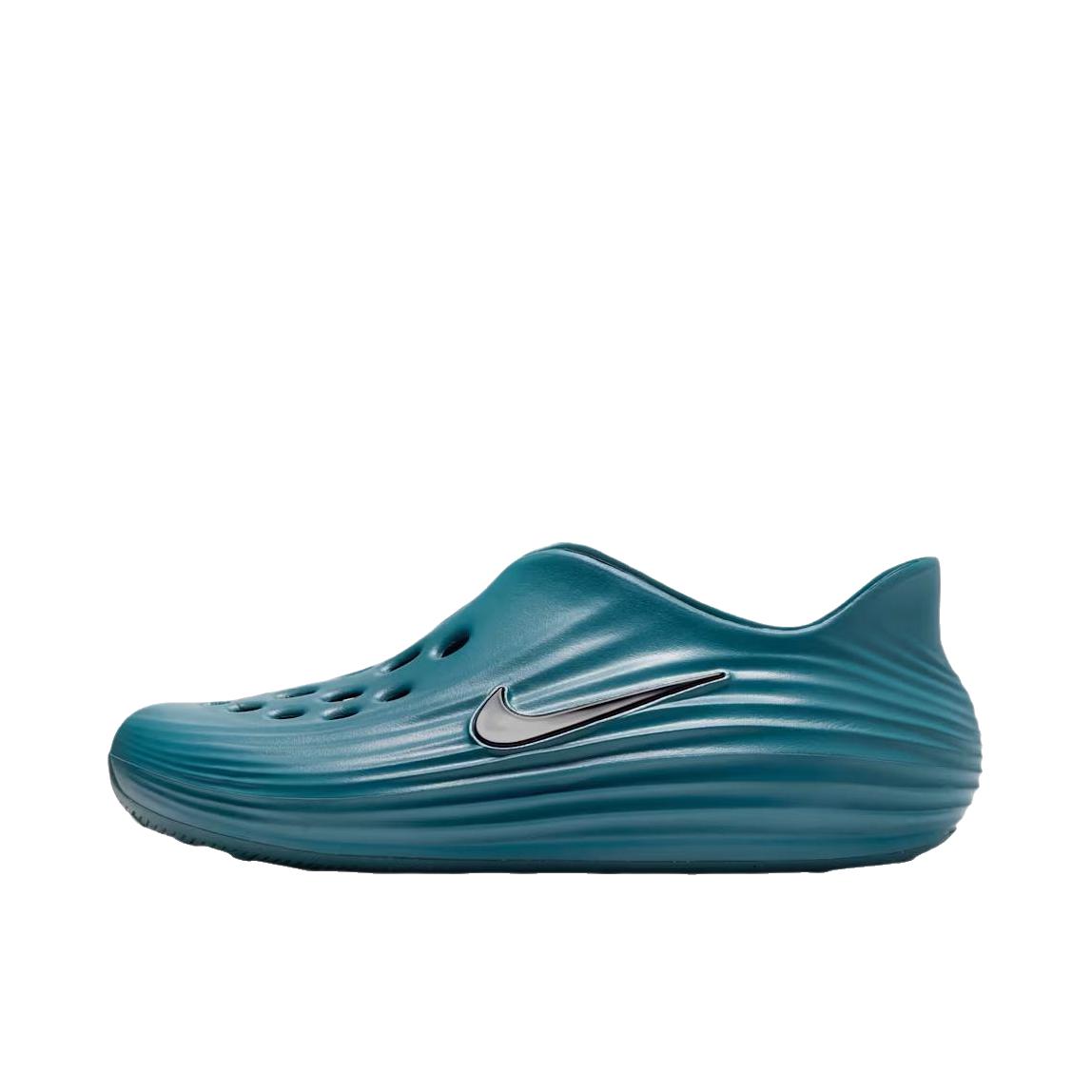 推荐商品：Nike ReactX Rejuven8 简约 包头 一脚蹬 中跟 洞洞鞋 凉鞋 烟蓝色/黑色 