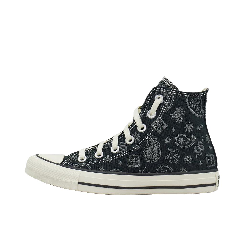 推荐商品：Converse/匡威 Chuck Taylor All Star 帆布鞋 常青款轻便防滑耐磨百搭复古圆头减震贴合高帮 高帮/印花/黑色
