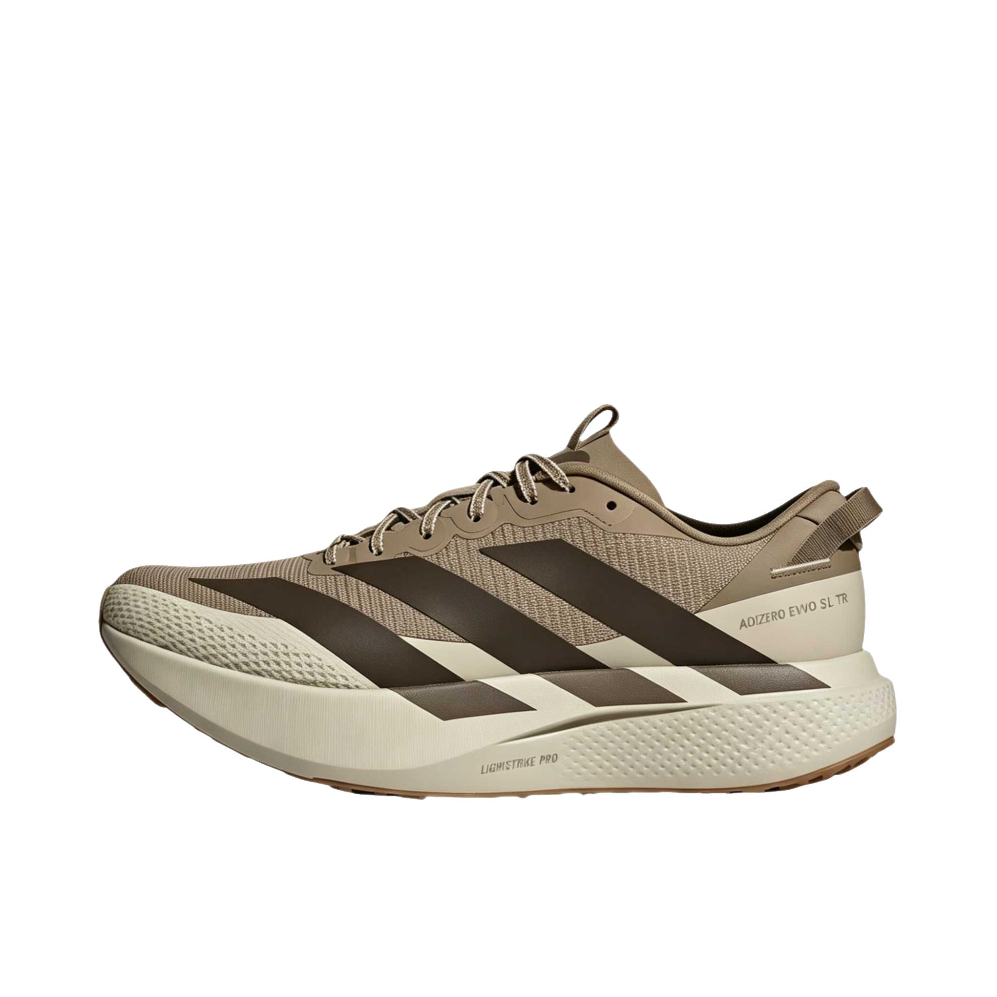 推荐商品：adidas ADIZERO EVO SL ATR 跑鞋 舒适百搭防滑耐磨防水回弹网布贴合支撑 低帮/卡其色/暗橄榄色/卡其色