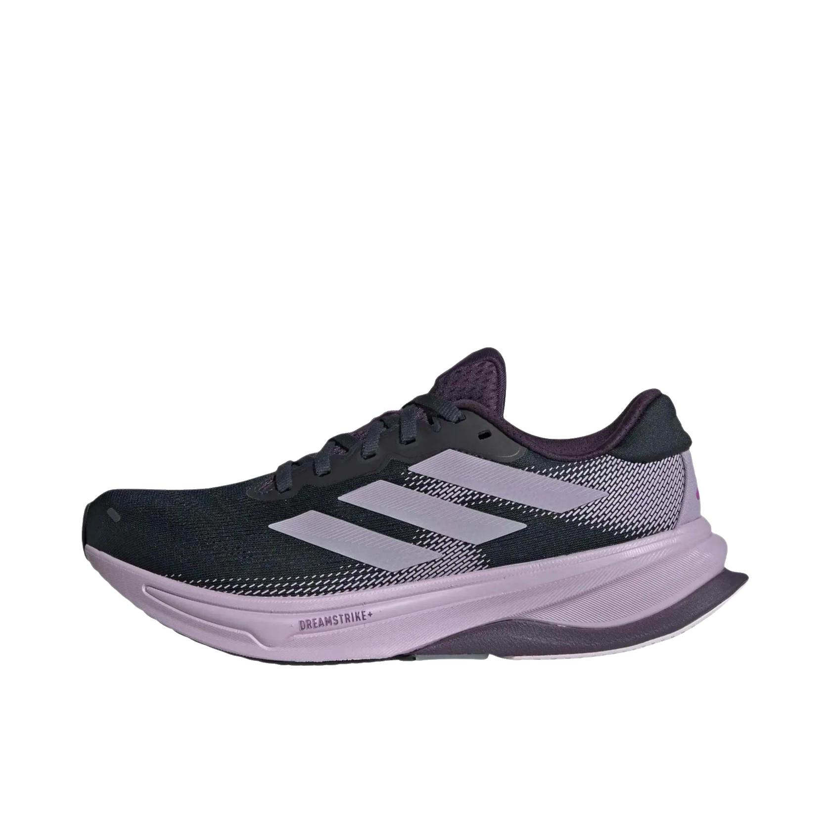 推荐商品：adidas Supernova Solution 2 跑鞋 防滑低帮厚底系带网布支撑减震 低帮/女款/黑色/紫色