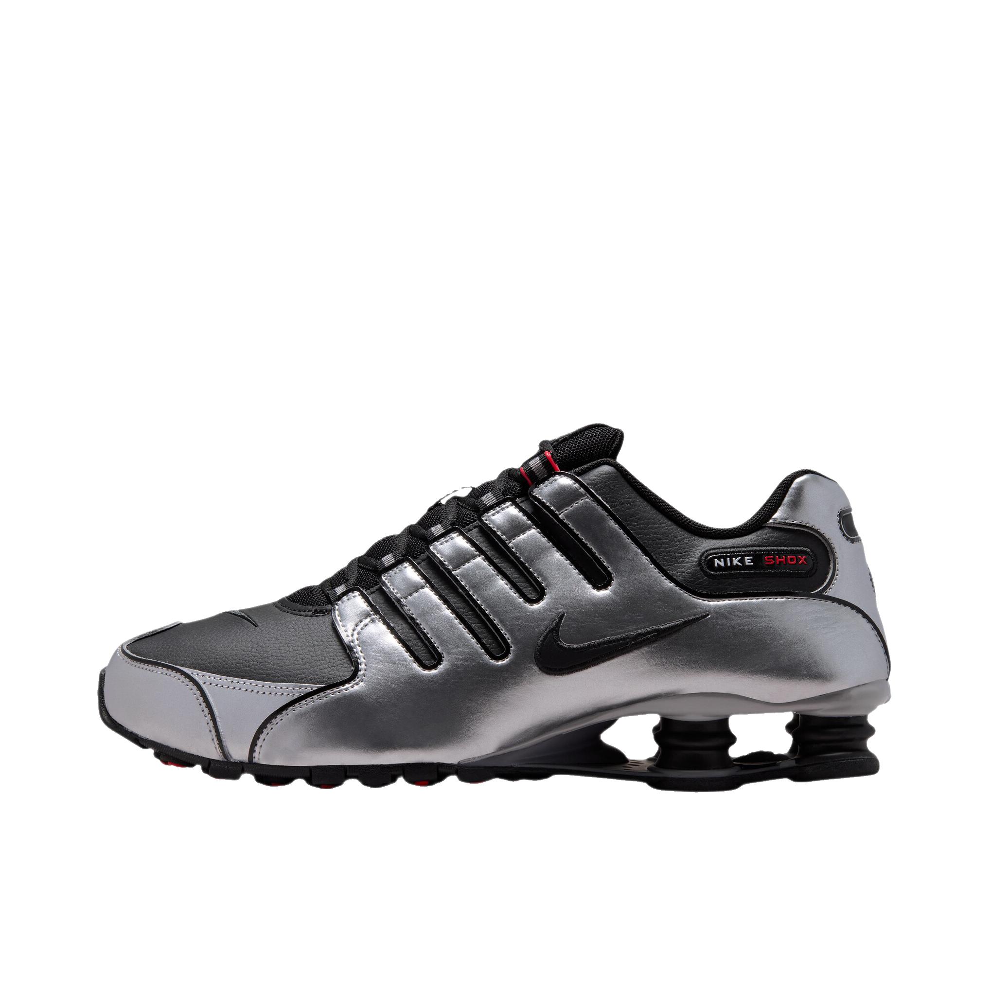 推荐商品：Nike Shox NZ 跑鞋 减震回弹防滑耐磨运动舒适皮革贴合支撑 低帮/黑色/金属银/大学红/白色/烟灰色