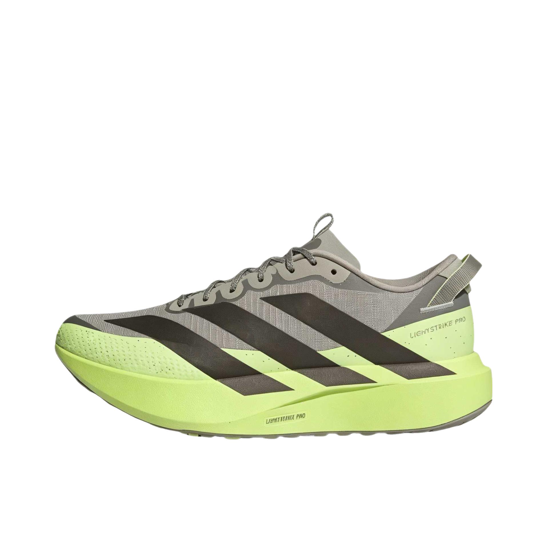 推荐商品：adidas ADIZERO EVO SL ATR 跑鞋 舒适百搭防滑耐磨防水回弹网布贴合支撑 芝麻色/暗影橄榄色/冰冻柠檬色