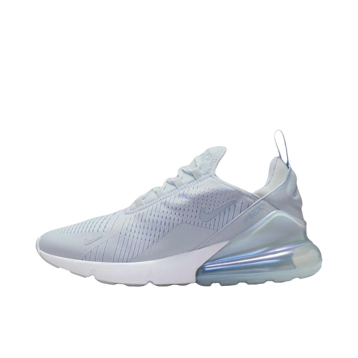 推荐商品：Nike Air Max 270 气垫缓震 轻便透气 耐磨 时尚复古 舒适百搭 防滑 支撑 防水 织物 跑鞋 低帮/蓝色