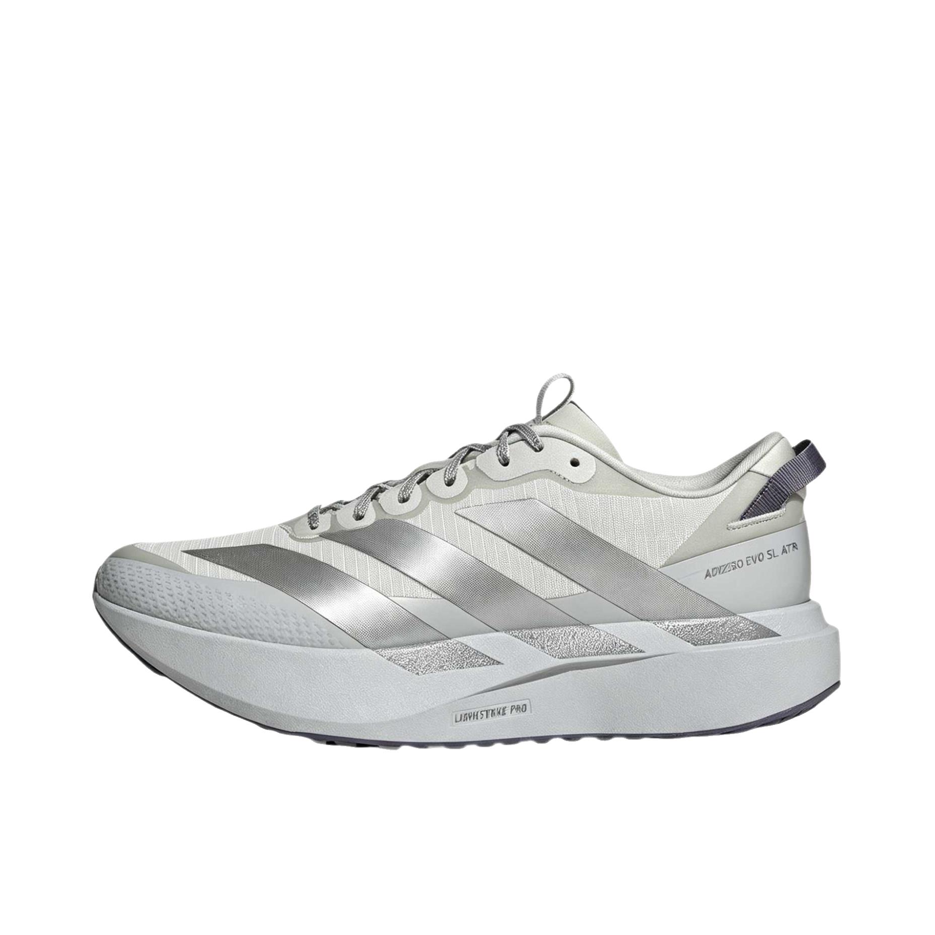推荐商品：adidas ADIZERO EVO SL ATR 跑鞋 舒适百搭防滑耐磨防水回弹网布贴合支撑 低帮/轨道灰/哑光银/二手紫罗兰