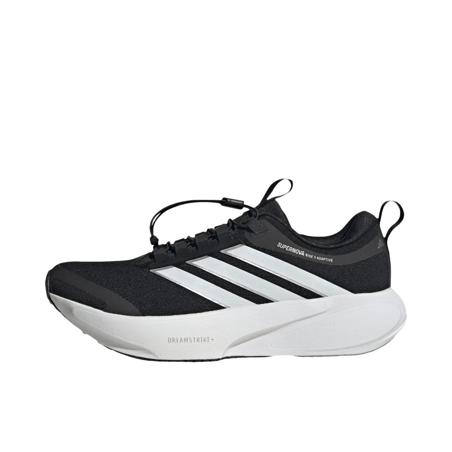 推荐商品：adidas SUPERNOVA RISE 3 跑鞋 百搭时尚舒适回弹防滑贴合支撑体测稳定慢跑 黑色/奶白色 